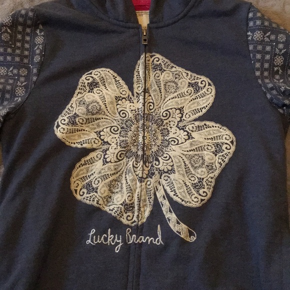 LUCKY Teens/Girls Fuzzy Hoodie Jacket Zippered Sweatshirt sz L 14/16 - Picture 2 of 8